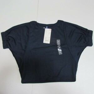 【新品】UNIQLO ユニクロ キッズ ドレープドルマンT Tシャツ ５分袖 110cm 子供 キッズ ガールズ 女の子 ネイビー