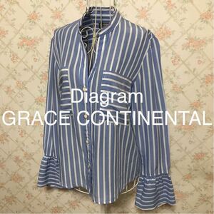 ★Diagram GRACE CONTINENTAL/ダイアグラムグレースコンチネンタル★極美品★長袖ストライプブラウス36シャツ 長袖シャツ 白 トップス 