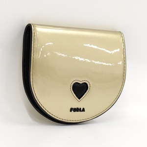 FURLA コインケース ビニール ゴールド ブラック WP00276