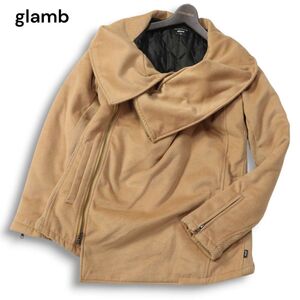 glamb グラム 【MIST JK】 秋冬 リブ切替★ ドレープ デザイン ライダース ミスト ジャケット Sz.2　メンズ　I4T04079_C#N