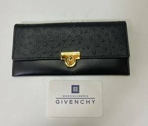 T.165・未使用.美品 ※GIVENCHY .ジバンシー 長財布オーストリッチ(黒)