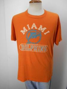 ８０ｓ　Tシャツ　L　オレンジ　MIAMI　ドルフィンズ　NFL　アメリカ古着　アメカジ　ah424