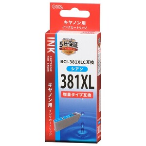 キヤノン互換インク BCI-381XLC シアン 増量タイプ_INK-C381XL-C 01-3884 OHM オーム電機