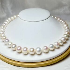 天然パールネックレス！リボンデザイン10mm 南洋パールネックレスPearl necklace jewelry 42cm k18仕上げ