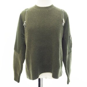 ★未使用 DIESEL ディーゼル【3万3000円】 長袖 ジップニットプルオーバー レディース サイズXS カーキグリーン A012520PAYZ 1BB/42962