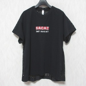 美品 Sacai not Sacai サカイ ×フラグメントデザイン コラボ バックレース ボックスロゴ 半袖 Tシャツ カットソー 2 ブラック