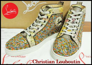 激レア Christian Louboutin ルイスパイソン ストラス スペシャル スニーカー メンズ ハイカット 40 1/2 美品 正規品 完売 製産終了品