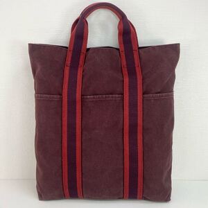 HERMES エルメス トートバッグ ハンドバッグ カバス フールトゥ キャンバス ボルドー a638