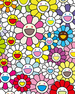 村上隆 ポスター 【小さなお花の絵：ピンクや紫やいろんな色】 Takashi Murakami / Edition 300 / Signed.