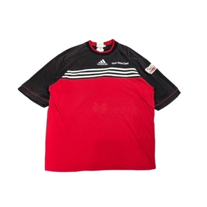 【L】USA 古着 adidas SWILL　OLYMPIC TOP Tシャツ 半袖 クルーネック　ブラック　レッド