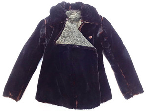 ビンテージ ヴィクトリアン 1800年後半 1900年初頭 レディース ファー ジャケット コート ブラック ブラウン 毛皮 キルティング ライナー