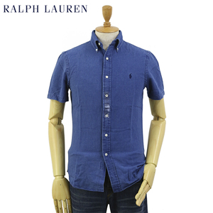 新品 アウトレット 3085 XXLサイズ 半袖 インディゴ キャンバス ボタンダウン シャツ polo ralph lauren ポロ ラルフ ローレン 白