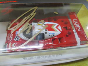 Spark S4730 1/43 NISSAN R88V #32 Le Mans 1989 A.Olofsson T.Wada A.Morimoto デカール加工品 和田孝夫 直筆サイン入り（ニッサン 日産