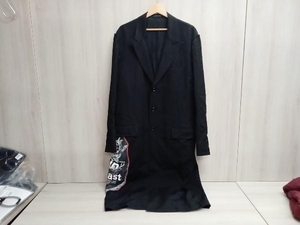 YOHJI YAMAMOTO POUR HOMME 17AW Print Embroidery Long Jacket HK-J38-127 コート サイズ4 ブラック ヨウジヤマモト 店舗受取可