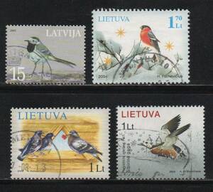 《n-935》リトアニア / 鳥図案 使用済み４種