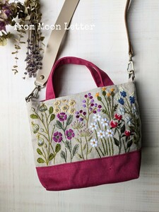 ★ハンドメイド・お花刺繍・ショルダーバッグ・トートバッグ・2way