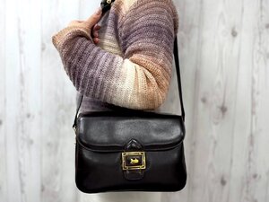 極美品 CELINE セリーヌ ヴィンテージ 馬車金具 ショルダーバッグ バッグ レザー 茶 79561