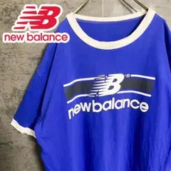 希少 90s OLD New Balance リンガーT Tシャツ ブルー 半袖