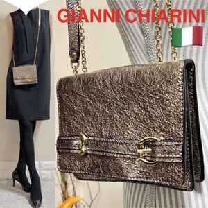 極美品！GIANNI CHIARINI イタリア製　チェーンバッグ　ショルダーバッグ　ジャンニ キアリーニ　オケージョン 