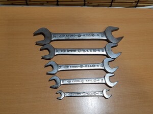 171-5 KTC 二重丸京 スパナ 5本セット 8-9 12-14 14-17 17-19 21-23 中古品 京都機械工具 KYOTO TOOL 昭和レトロ 