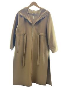 S Max Mara◆ジップアップ/フード付きロングコート/34/ウール/BEG/901604136