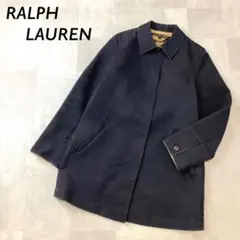 RALPH LAUREN コットン コート 比翼 仕立て ネイビー オーカー