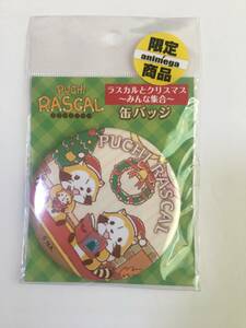 ラスト１点！【限定、新品】プチラスカル　缶バッジ　ラスカルとクリスマス　～みんな集合～　　animega限定