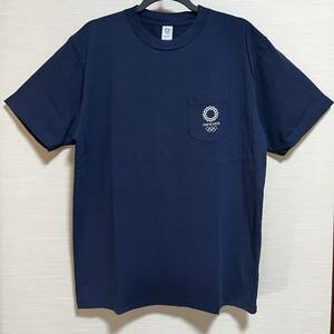 東京 TOKYO 2020 オリンピック 公式ライセンス商品 ポケット付き 半袖 Tシャツ 紺色 ネイビー Lサイズ エンブレム (タグ付き未着用品)