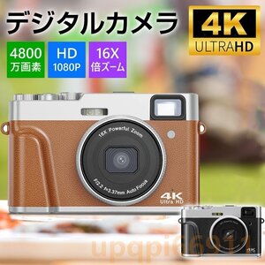 ビデオカメラ デジタルカメラ 4K 小型 4800万画素 ミラーレス一眼 電子手ぶれ補正 16倍ズーム 180°自撮り ウェブカメラ機能 修学旅行