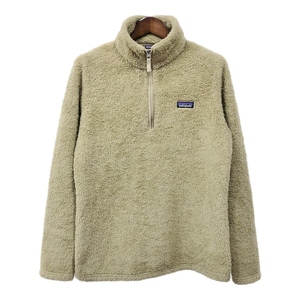 patagonia パタゴニア ハーフジップ フリースジャケット アウトドア ワンポイントロゴ カーキ (レディース XL) 中古 古着 q8811