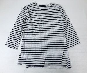 RAGEBLUE レイジブルー メンズ マリン ボーダー アメリカンヘリテージ 古着 七分袖 カットソー Tシャツ サイドスリット 綿100% M 白/紺