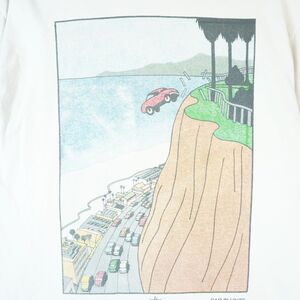 ステューシーStussy胸ポケットTシャツCar Plunge PKT TeeバックプリントKen Price art絵アート車カー白オフホワイトストリート40210