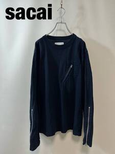 N0073★5 SACAI サカイ ZIP デザイン 長袖 カットソー Tシャツ ロンT メンズ size1 JPタグ