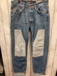 OLD GAP ギャップ ジーンズ 90s〜 ダブルニーデニム イタリア製 赤耳 切り替え 1969 Vステッチ W33×L34