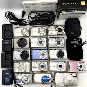 【AH-9】通電確認有　CASIO　Panasonic　Canon　SONY　Nikon　FUJIFILM　OLYMPUS　デジカメ16台　箱　ケース　説明書　充電器付　現状品