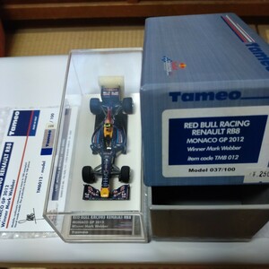 タメオ1/43 TMB012 レッドブルレーシング ルノーRB8 マークウェバー 2012モナコGP優勝車 100台限定完成品