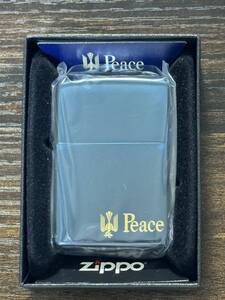 zippo Peace ブルーチタン 横文字 希少刻印 限定品 ピース たばこメーカー 2018年製 BLUETITAN 懸賞品 デットストック ケース 保証書