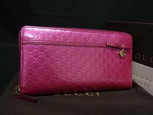 1円 GUCCI グッチ 307997 マイクログッチシマ プリンシー レザー ラウンドファスナー 長財布 ウォレット ピンク系 FH4664