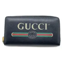 GUCCI ロゴ入り ブラック レザー長財布