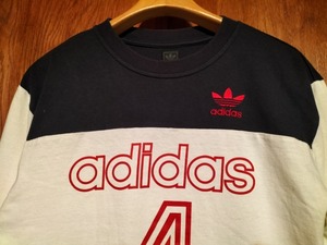 ●adidas ロンティー アディダス ロゴ入り 長袖Tシャツ カットソー ★生成り＆クロ・XSサイズ