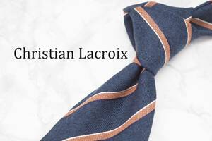 【美品】Christian Lacroix クリスチャンラクロア A-297 ネイビー系 ブランド ネクタイ 良品 古着 卸 USED オールド SILK