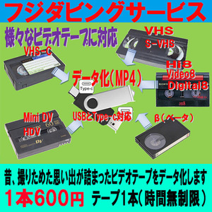 10本セット価格 ビデオテープで撮影した動画をデータ化 (MP4) USBフラッシュメモリ（Type-C対応）付