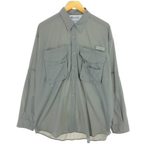 古着 コロンビア Columbia PFG ロゴパッチ 長袖 フィッシングシャツ メンズL相当 /eaa469550