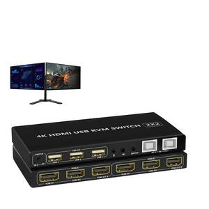 デュアルモニター HDMI KVMスイッチ2ポート 4K デュアルモニター HDMI 拡張 KVM 切替器 HDMI 2入力2出力