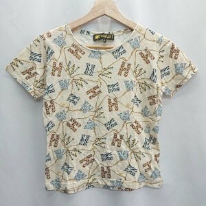 ◇ HUNTING WORLD ハンティング ワールド 総柄 綿100％ おしゃれ 半袖 Tシャツ サイズM ベージュ系 レディース E