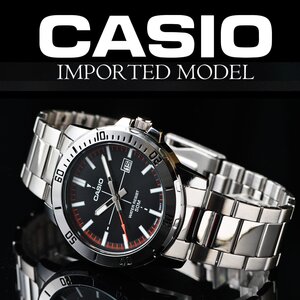 新品1円 逆輸入カシオ最新作 精悍ブラックメタリック 50m防水 腕時計 未使用 CASIO メンズ 激レア日本未発売