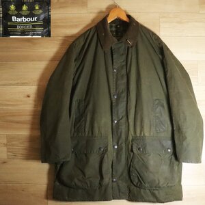 M6J/S5.21-5　90s　イギリス製　Barbour　バブアー　BORDER ボーダー　オイルドジャケット　ハンティングジャケット　裏チェック　グリーン