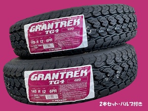 ダンロップ グラントレック TG4 145R12 6PR　23年製造商品 2本★バルブ付き☆即決ご落札で関東送料入れて9,030円