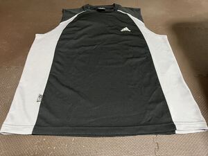 美品adidas白、グレー、ロゴ白タンクトップス　サイズO