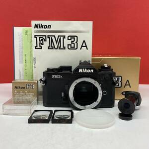 □ 使用数回 Nikon FM3A 一眼レフカメラ フィルムカメラ ボディ ブラック シャッター、露出計OK アングルファインダー 付属品 ニコン